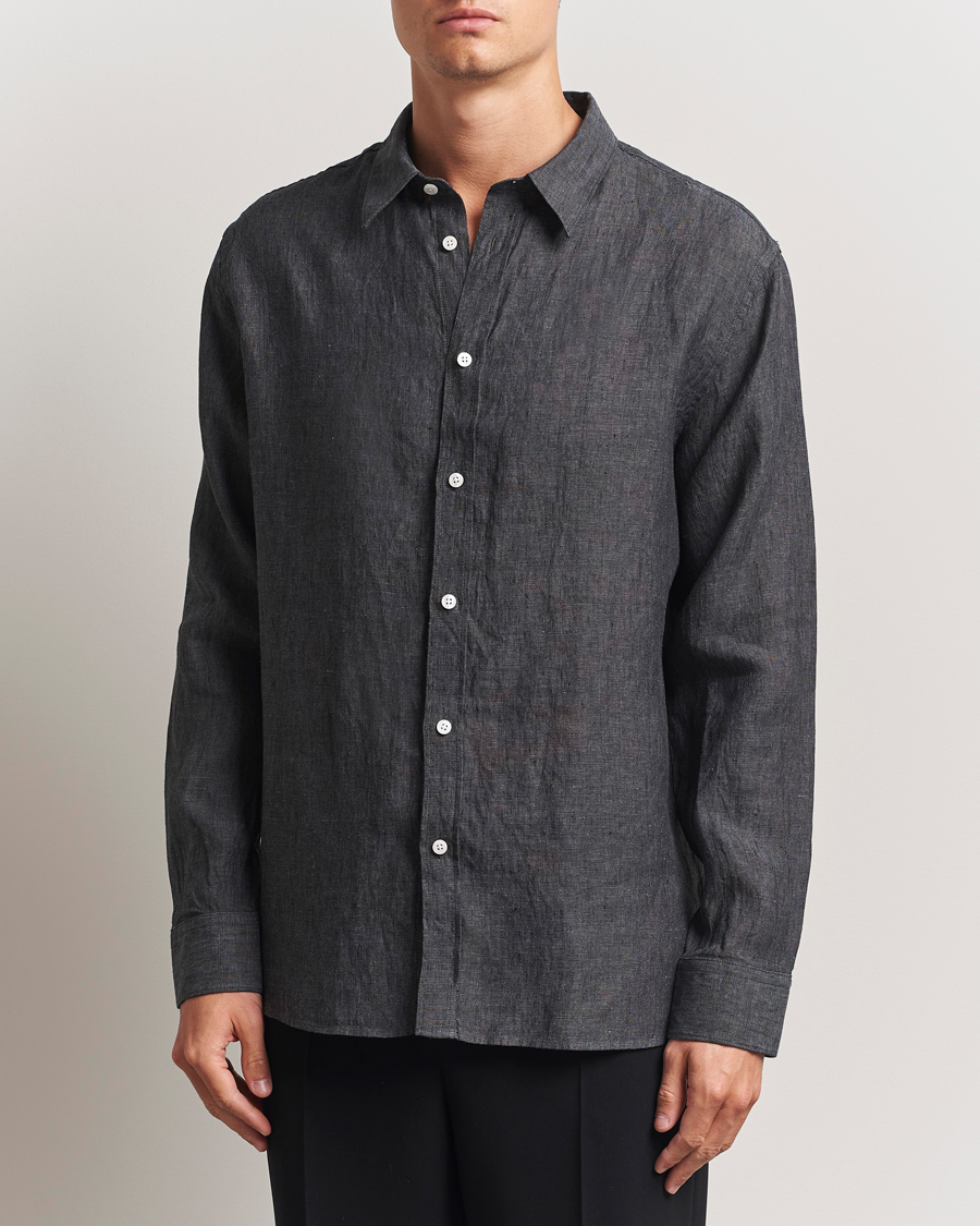 Heren | Overhemden | J.Lindeberg | Linen Melange Shirt Black
