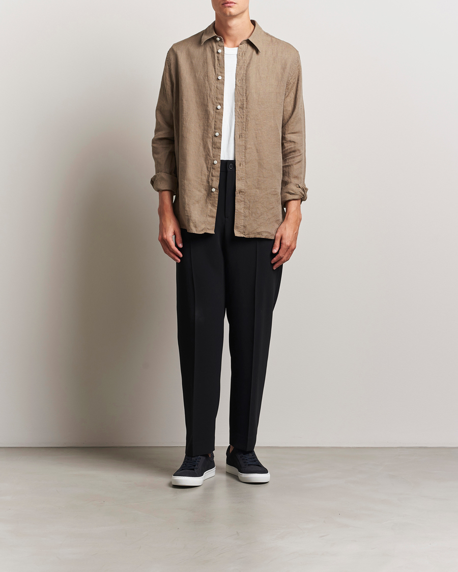 Heren | Overhemden | J.Lindeberg | Linen Melange Shirt Nutmeg