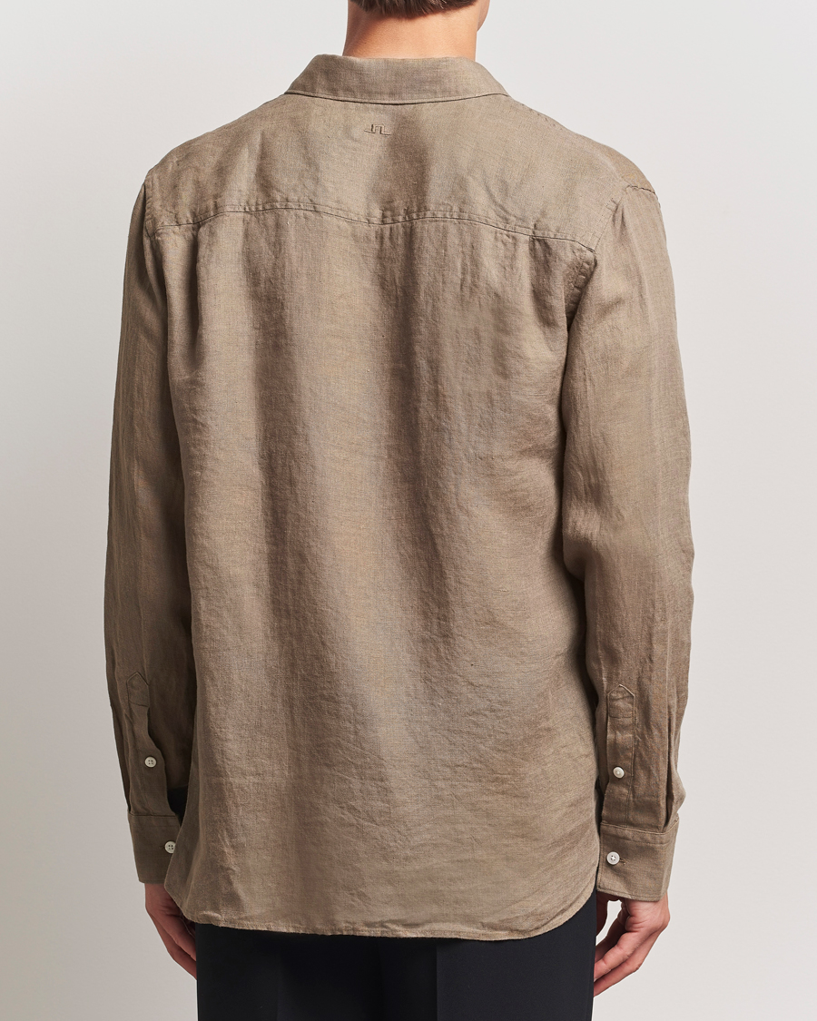 Heren | Overhemden | J.Lindeberg | Linen Melange Shirt Nutmeg