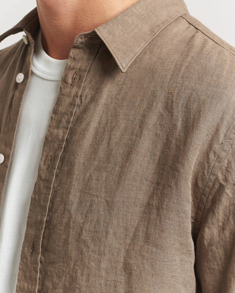 Heren | Overhemden | J.Lindeberg | Linen Melange Shirt Nutmeg