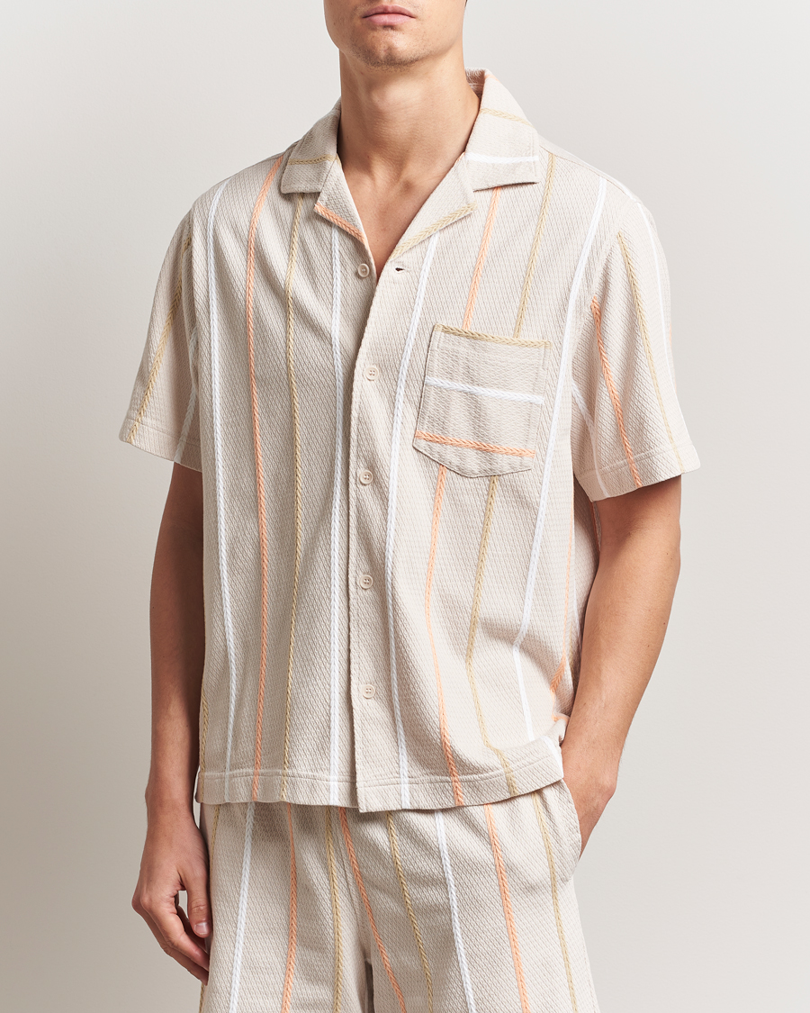 Heren | Overhemden | J.Lindeberg | Theron Stripe Resort Shirt Moonbeam