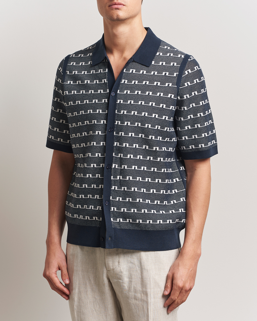 Heren | Overhemden | J.Lindeberg | Rolando Logo Jacquard Polo Navy
