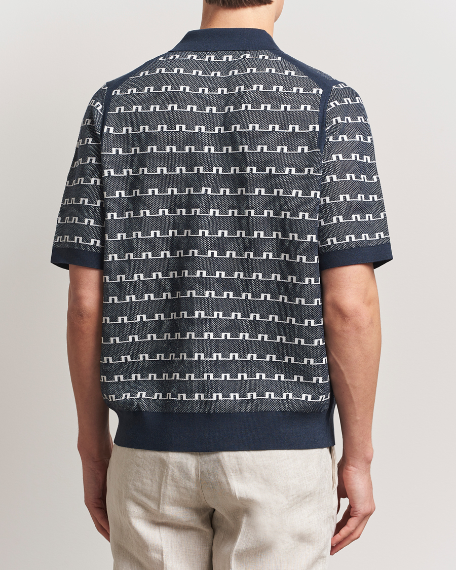 Heren | Overhemden | J.Lindeberg | Rolando Logo Jacquard Polo Navy