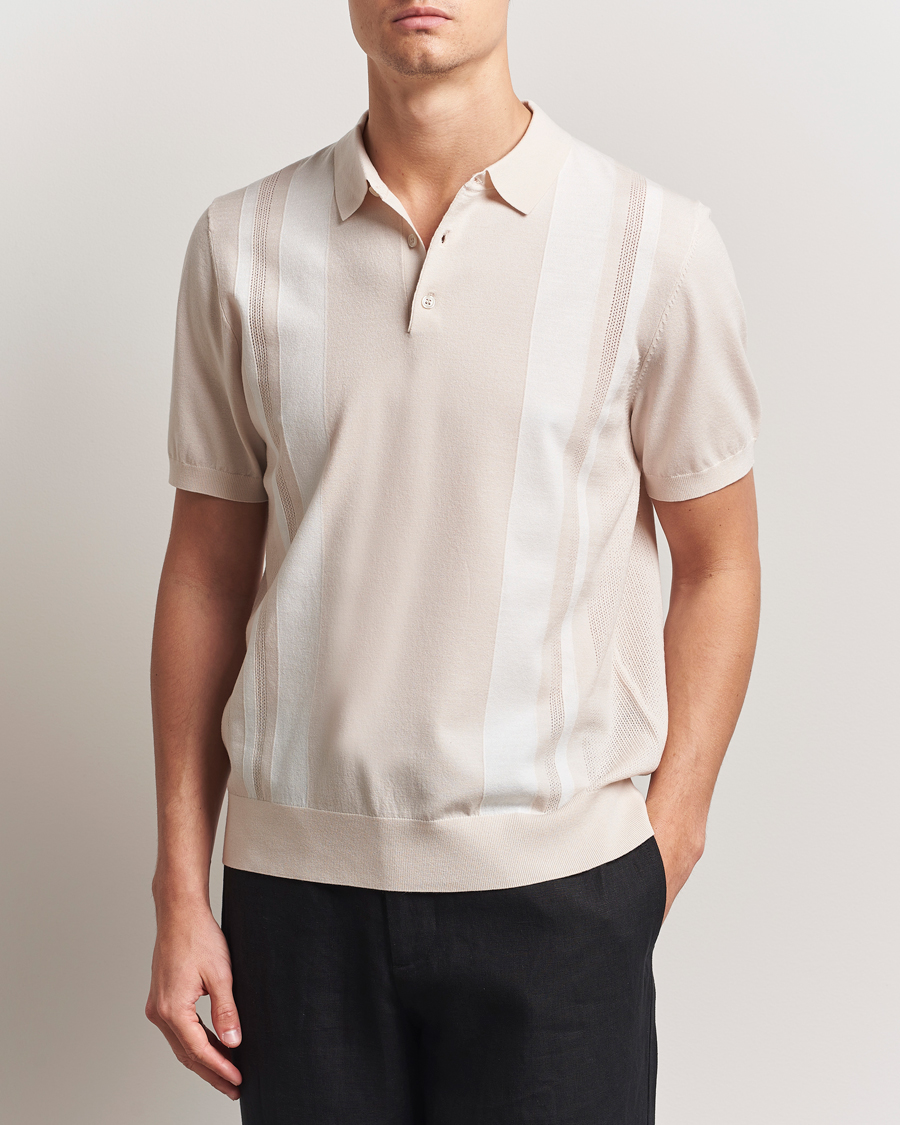 Heren | Polo's | J.Lindeberg | Reymond Stripe Knit Polo Moonbeam