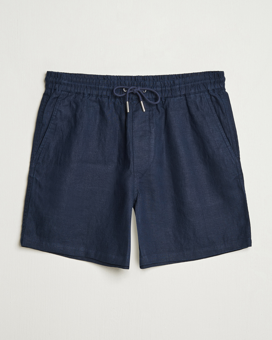 Heren | Korte broek | NN07 | Gregor Linen Drawstring Shorts Navy Blue