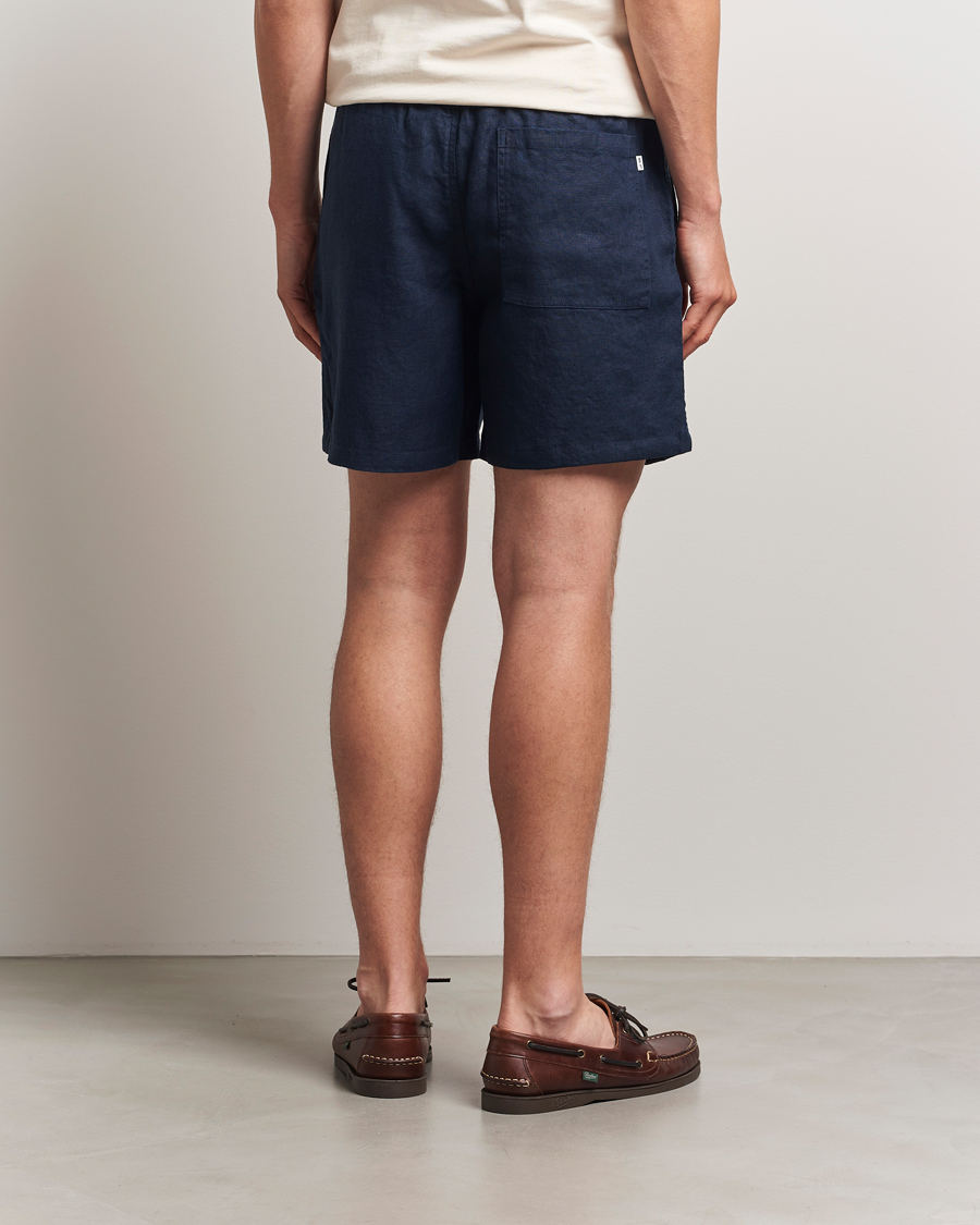 Heren | Korte broek | NN07 | Gregor Linen Drawstring Shorts Navy Blue