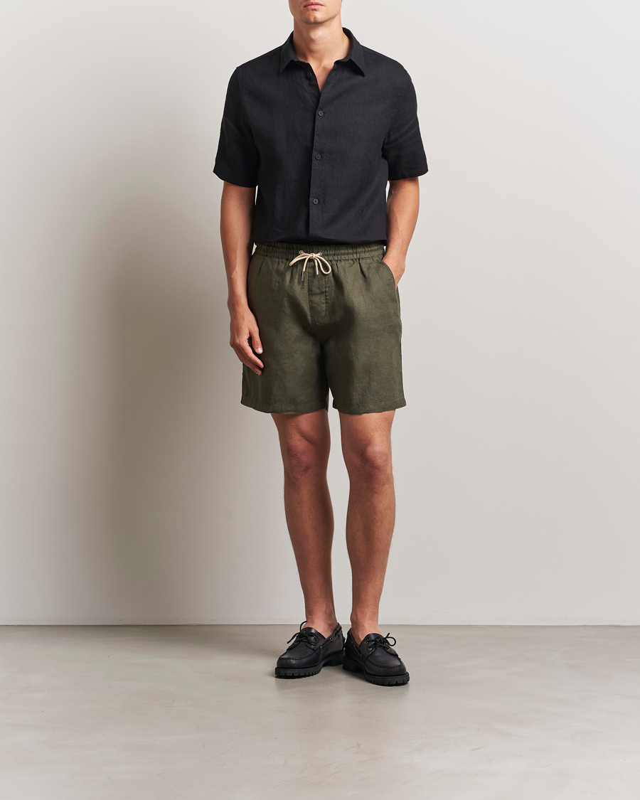 Heren | Korte broek | NN07 | Gregor Linen Drawstring Shorts Croc Green