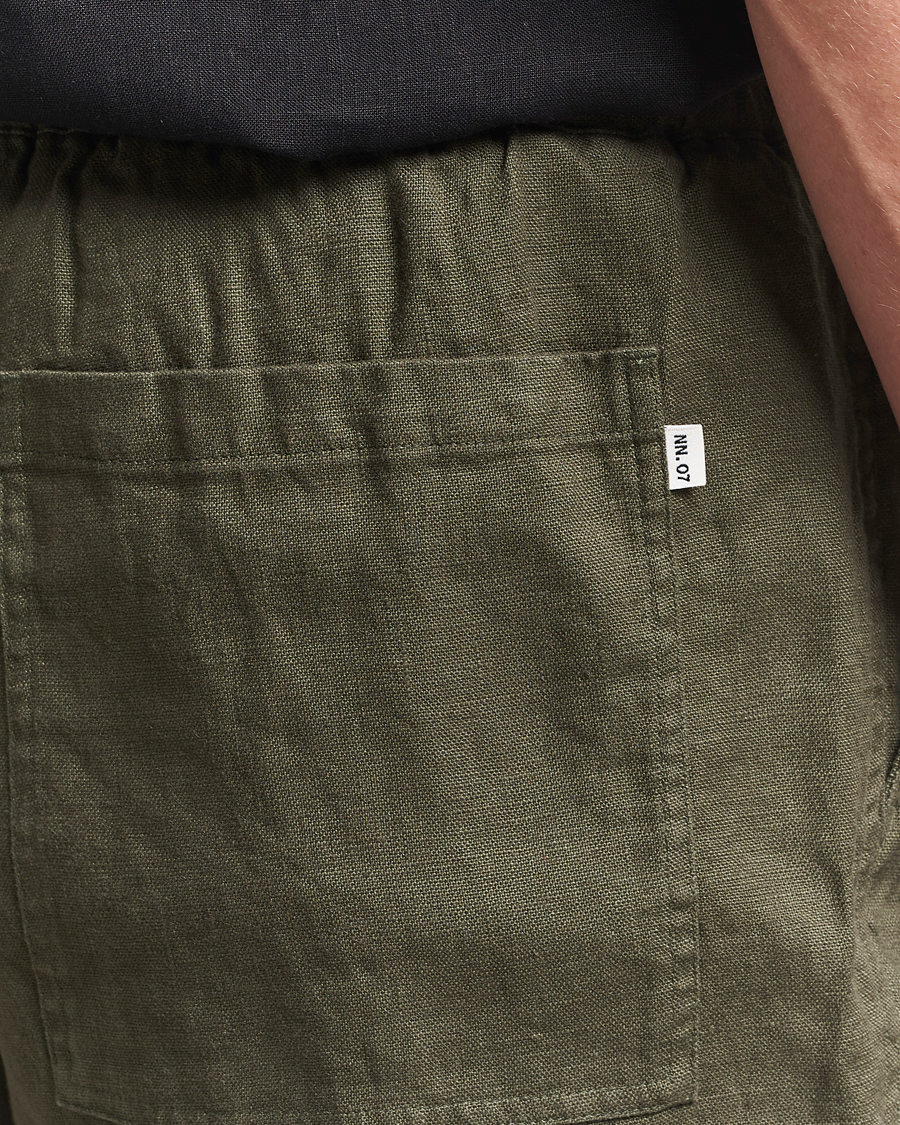 Heren | Korte broek | NN07 | Gregor Linen Drawstring Shorts Croc Green