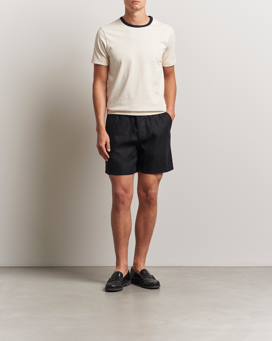Heren | Korte broek | NN07 | Gregor Linen Drawstring Shorts Black