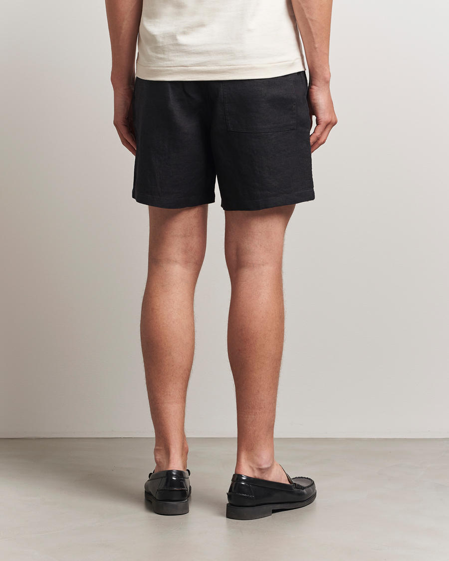 Heren | Korte broek | NN07 | Gregor Linen Drawstring Shorts Black