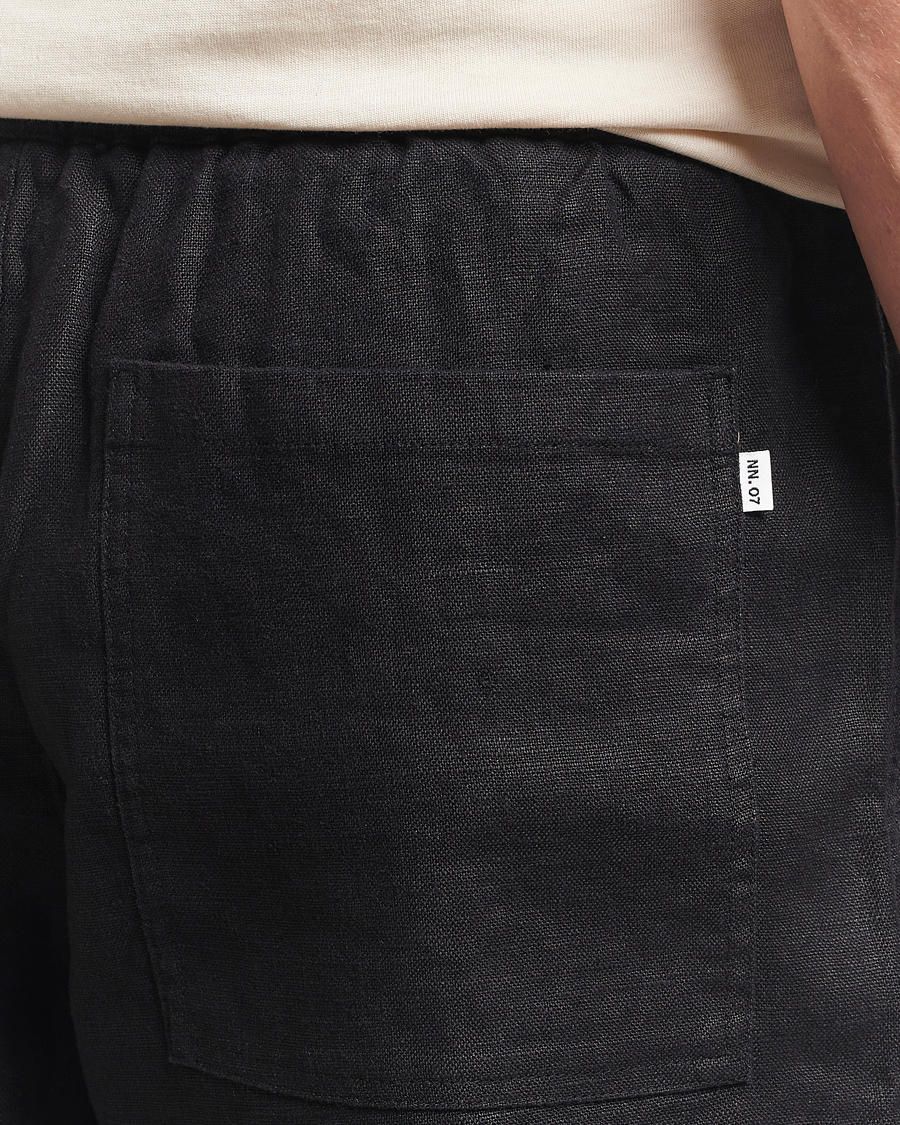 Heren | Korte broek | NN07 | Gregor Linen Drawstring Shorts Black
