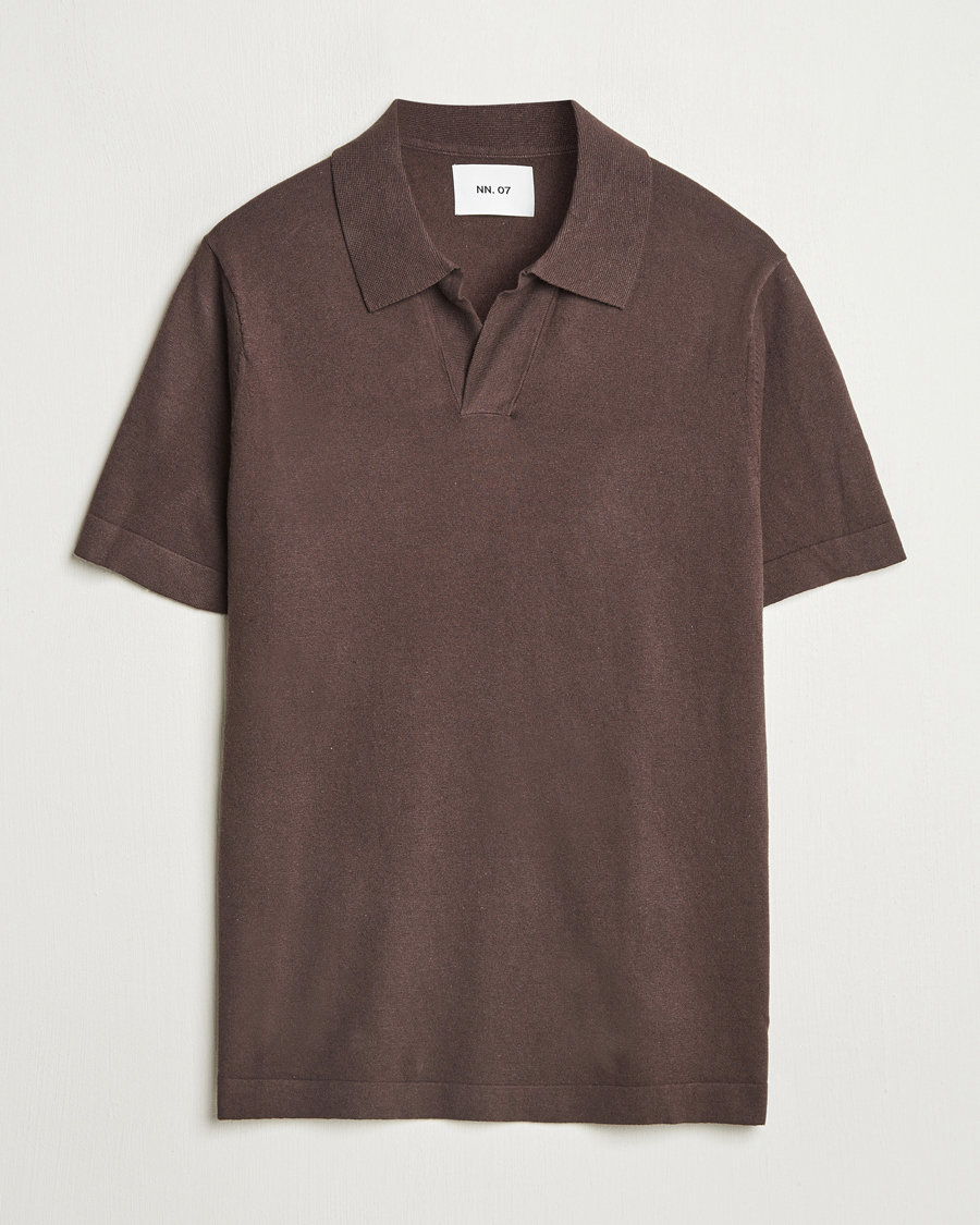 Heren | Polo's | NN07 | Ryan Cotton/Linen Polo Coffee