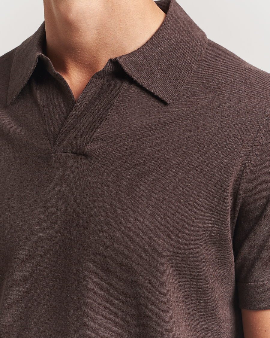 Heren | Polo's | NN07 | Ryan Cotton/Linen Polo Coffee