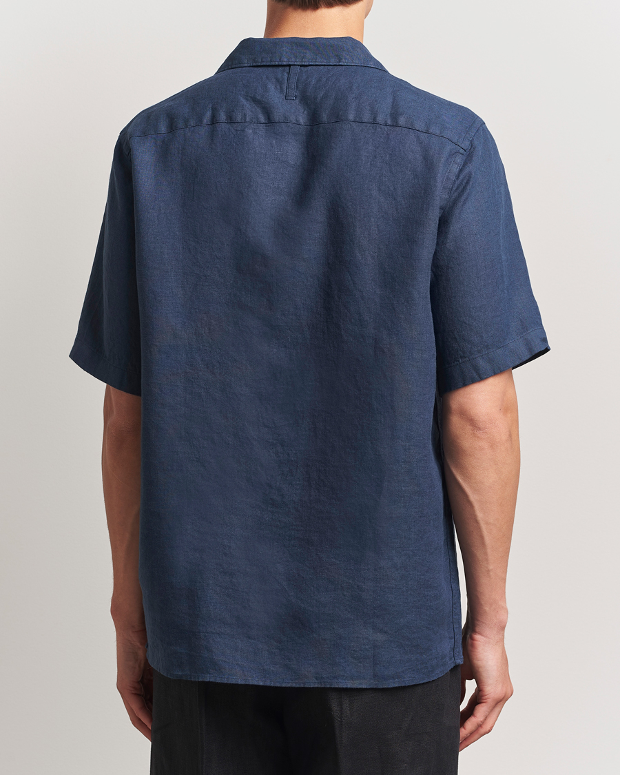 Heren | Overhemden | NN07 | Julio Linen Resort Shirt Navy Blue