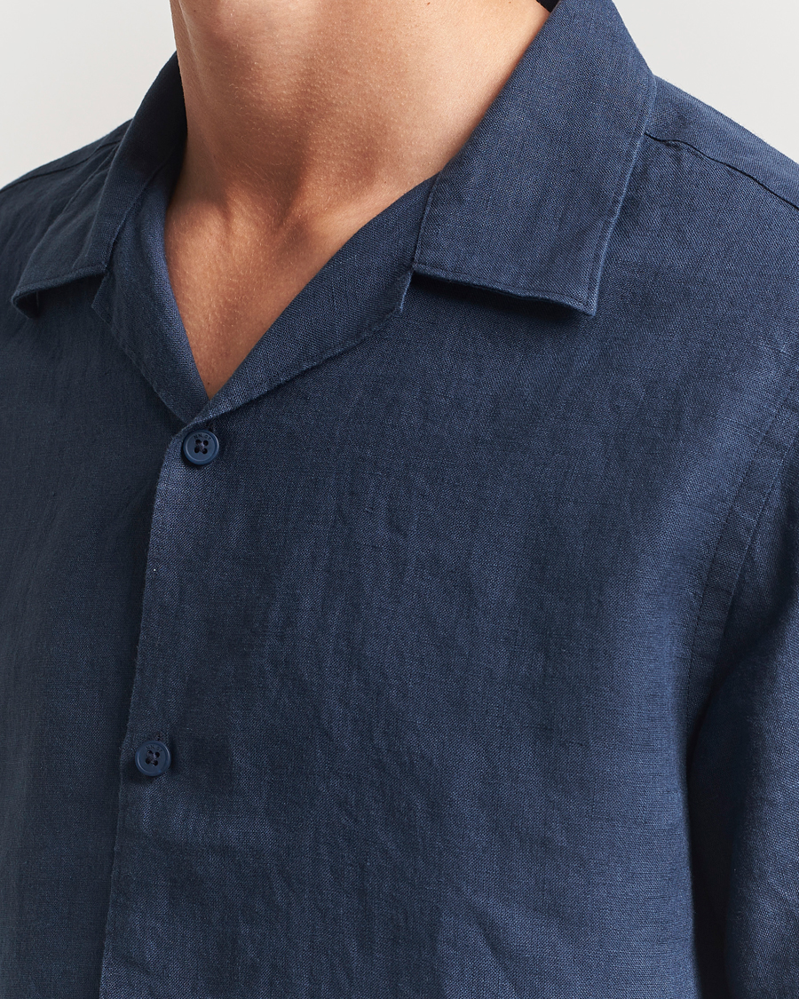 Heren | Overhemden | NN07 | Julio Linen Resort Shirt Navy Blue