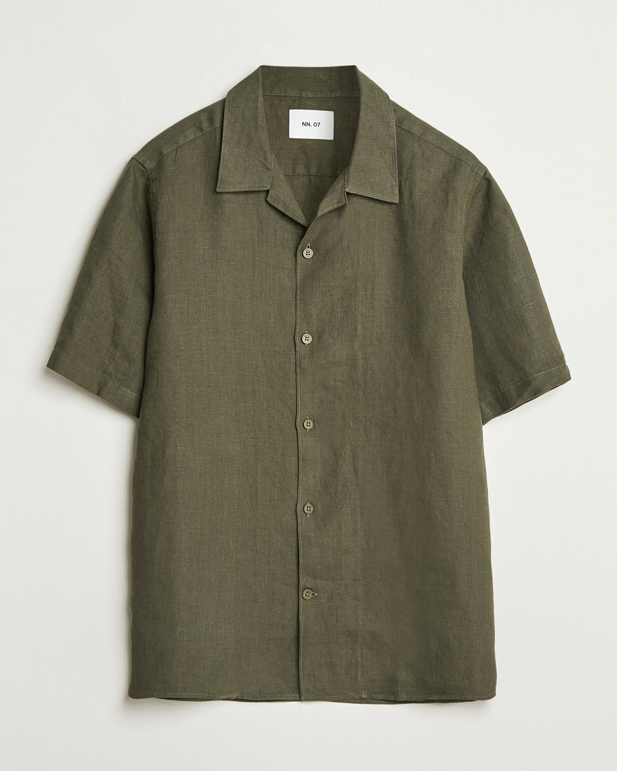 Heren | Overhemden | NN07 | Julio Linen Resort Shirt Croc Green