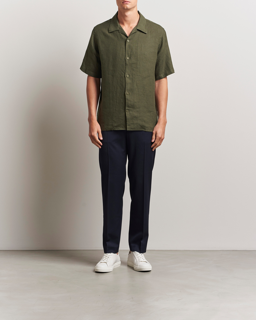 Heren | Overhemden | NN07 | Julio Linen Resort Shirt Croc Green
