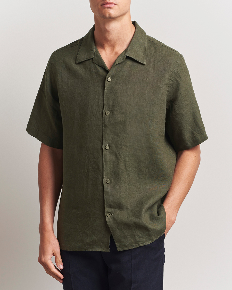 Heren | Overhemden | NN07 | Julio Linen Resort Shirt Croc Green