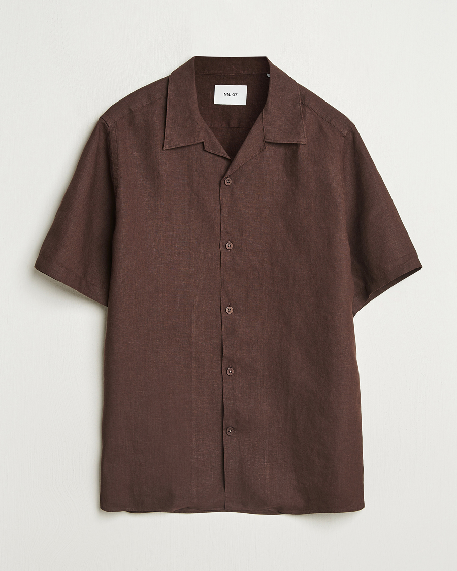 Heren | Overhemden | NN07 | Julio Linen Resort Shirt Coffee