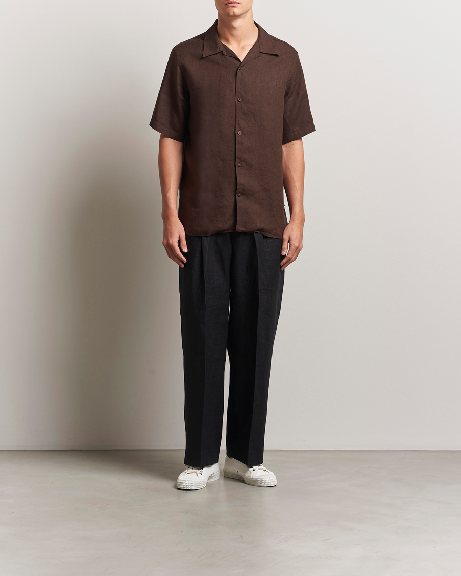 Heren | Overhemden | NN07 | Julio Linen Resort Shirt Coffee