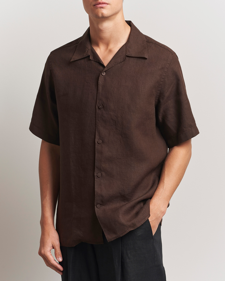 Heren | Overhemden | NN07 | Julio Linen Resort Shirt Coffee