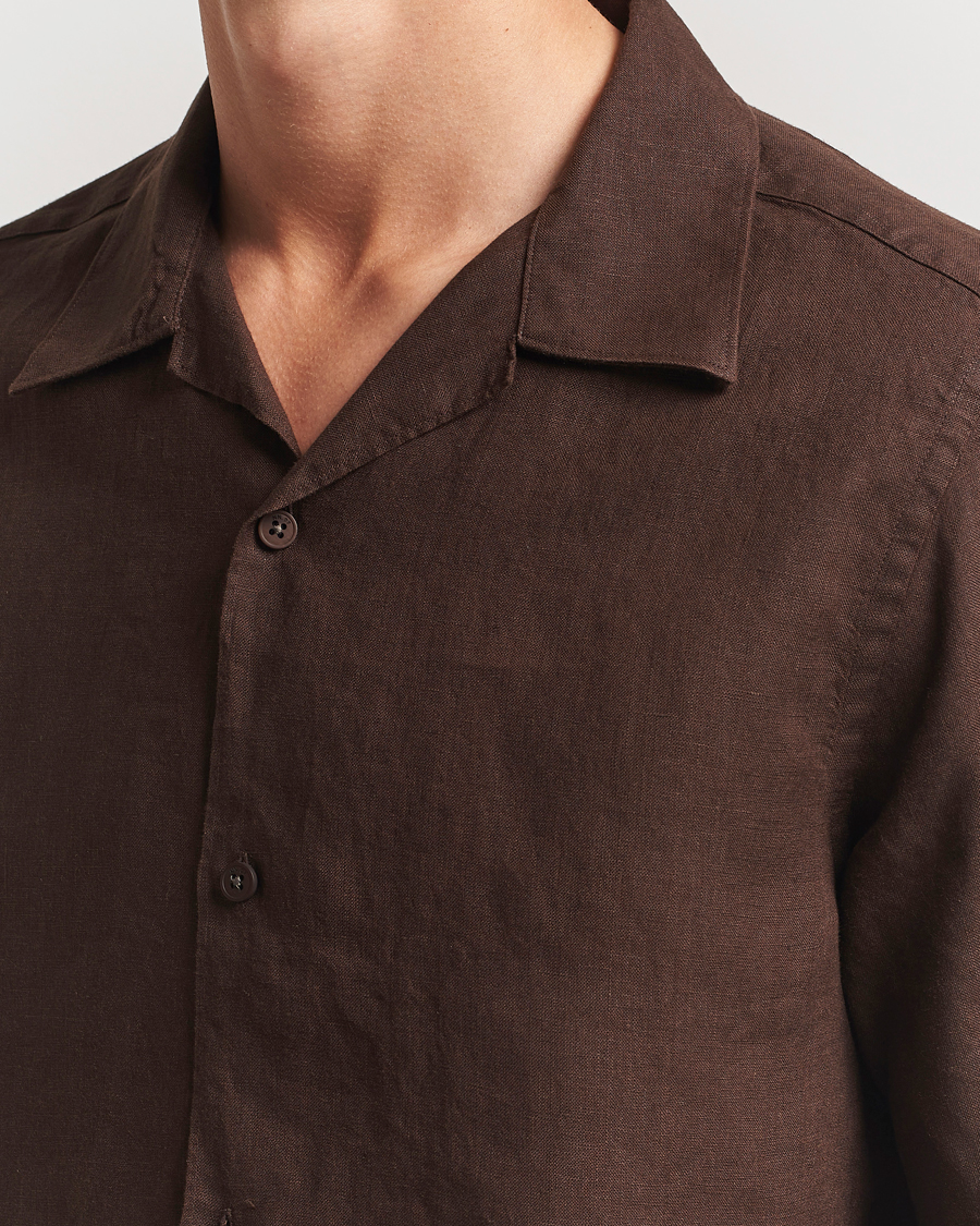 Heren | Overhemden | NN07 | Julio Linen Resort Shirt Coffee
