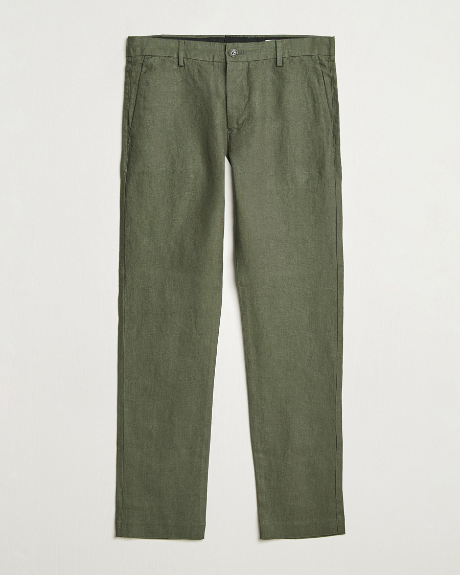 Heren | Broeken | NN07 | Theo Linen Trousers Croc Green