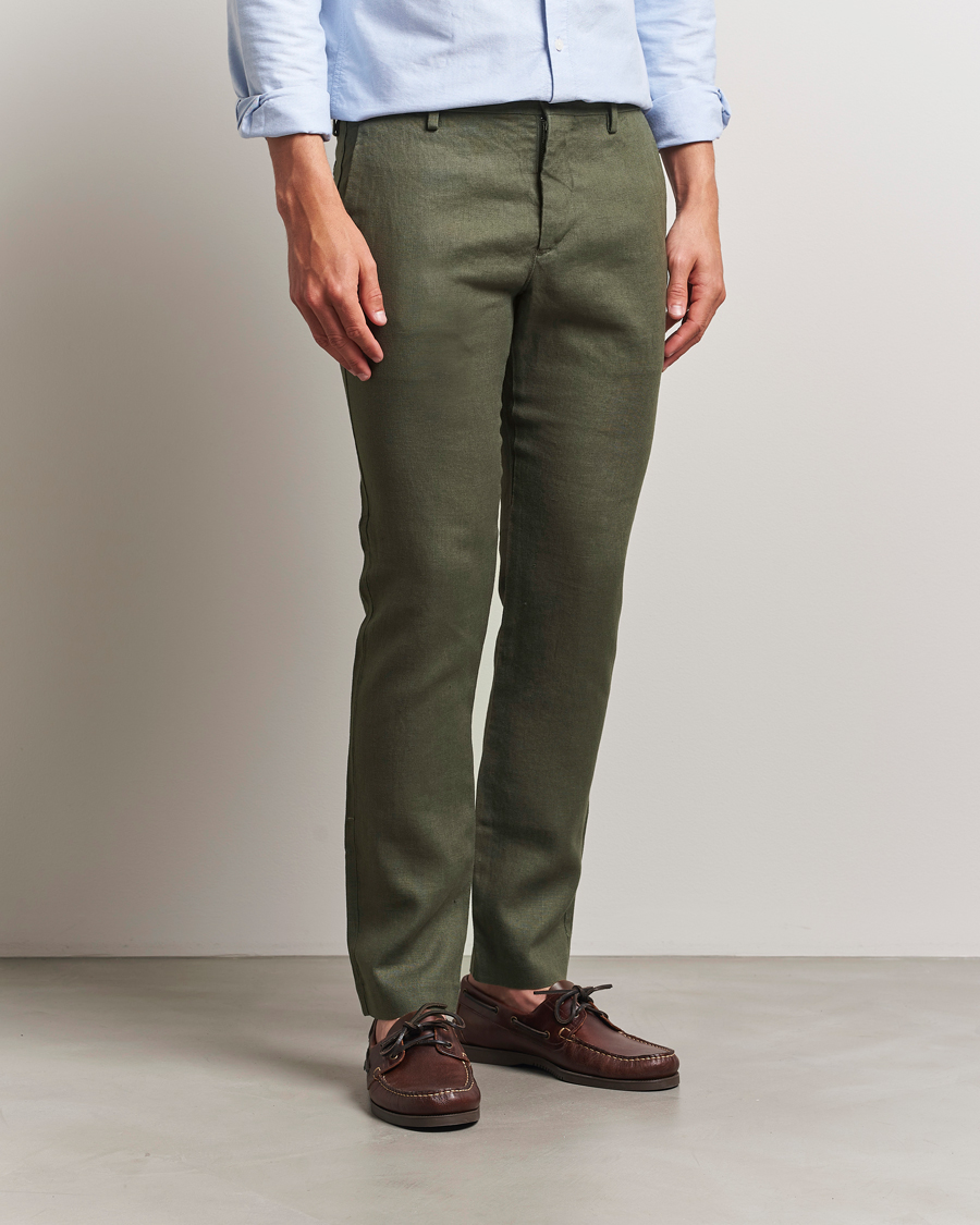 Heren | Broeken | NN07 | Theo Linen Trousers Croc Green