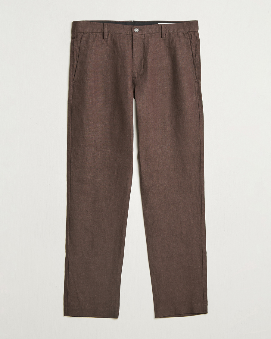 Heren | Broeken | NN07 | Theo Linen Trousers Coffee