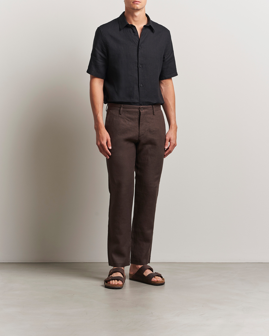 Heren | Broeken | NN07 | Theo Linen Trousers Coffee