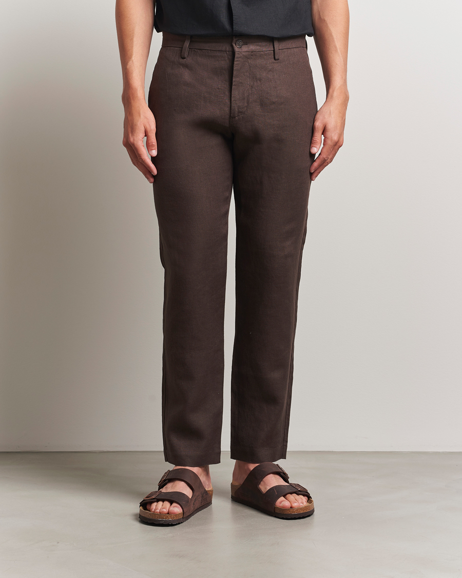 Heren | Broeken | NN07 | Theo Linen Trousers Coffee