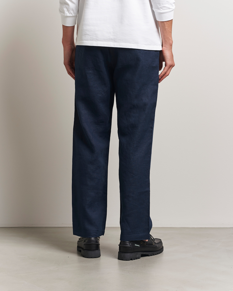 Heren | Broeken | NN07 | Aden Regular Fit Linen Trousers Navy Blue