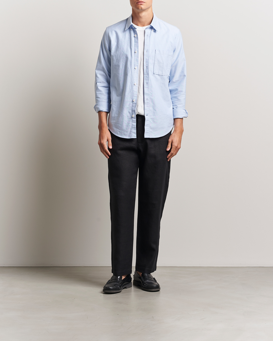 Heren | Broeken | NN07 | Aden Regular Fit Linen Trousers Black