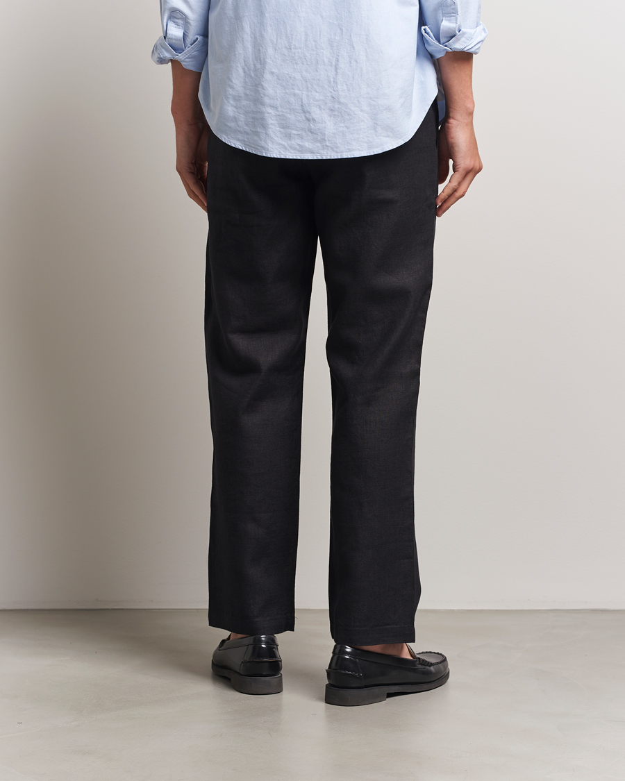 Heren | Broeken | NN07 | Aden Regular Fit Linen Trousers Black