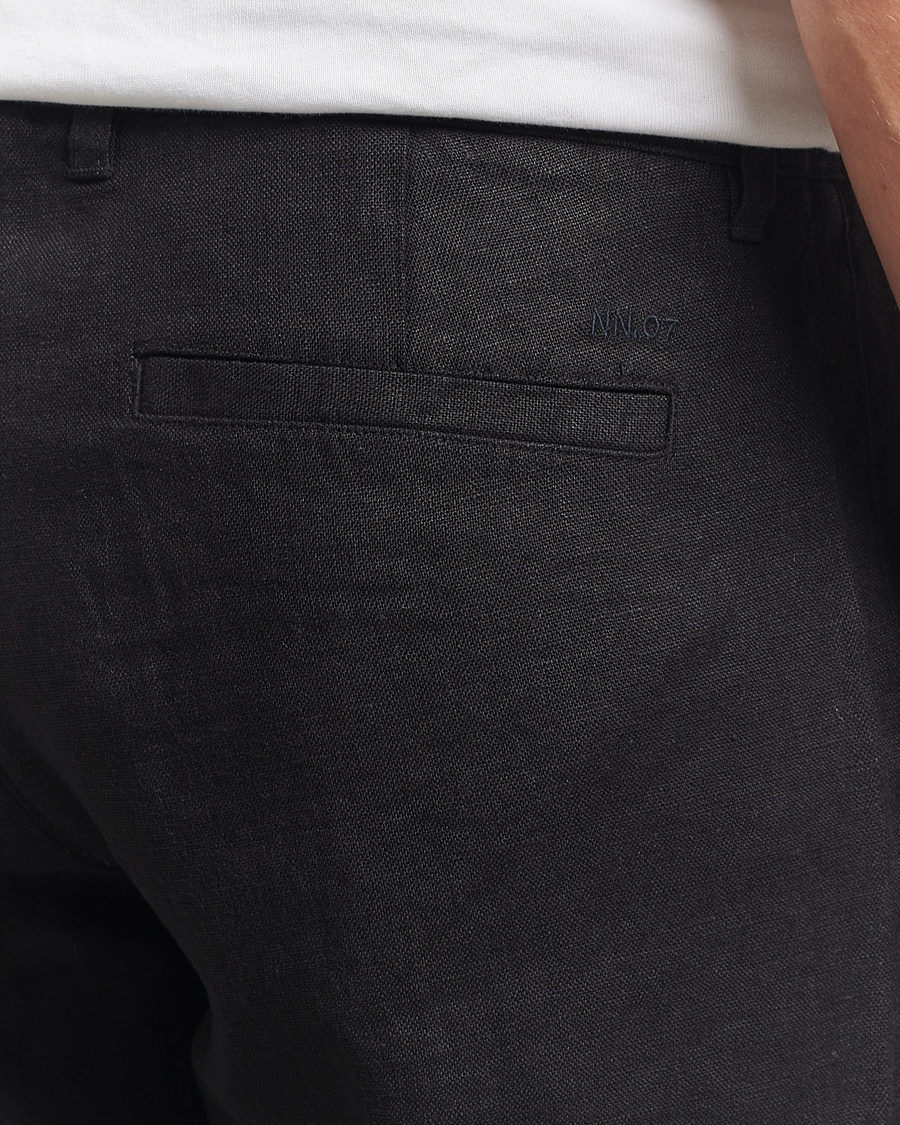 Heren | Broeken | NN07 | Aden Regular Fit Linen Trousers Black