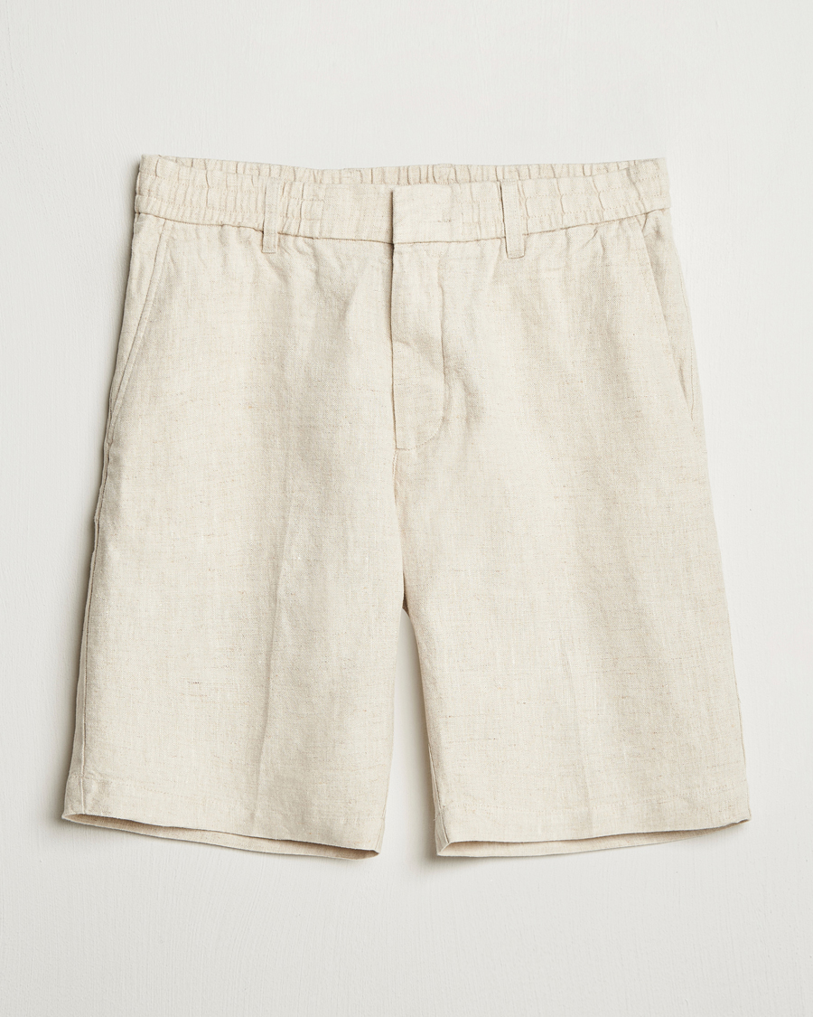 Heren | Korte broek | NN07 | Billie Pleated Linen Drawstring Shorts Oat