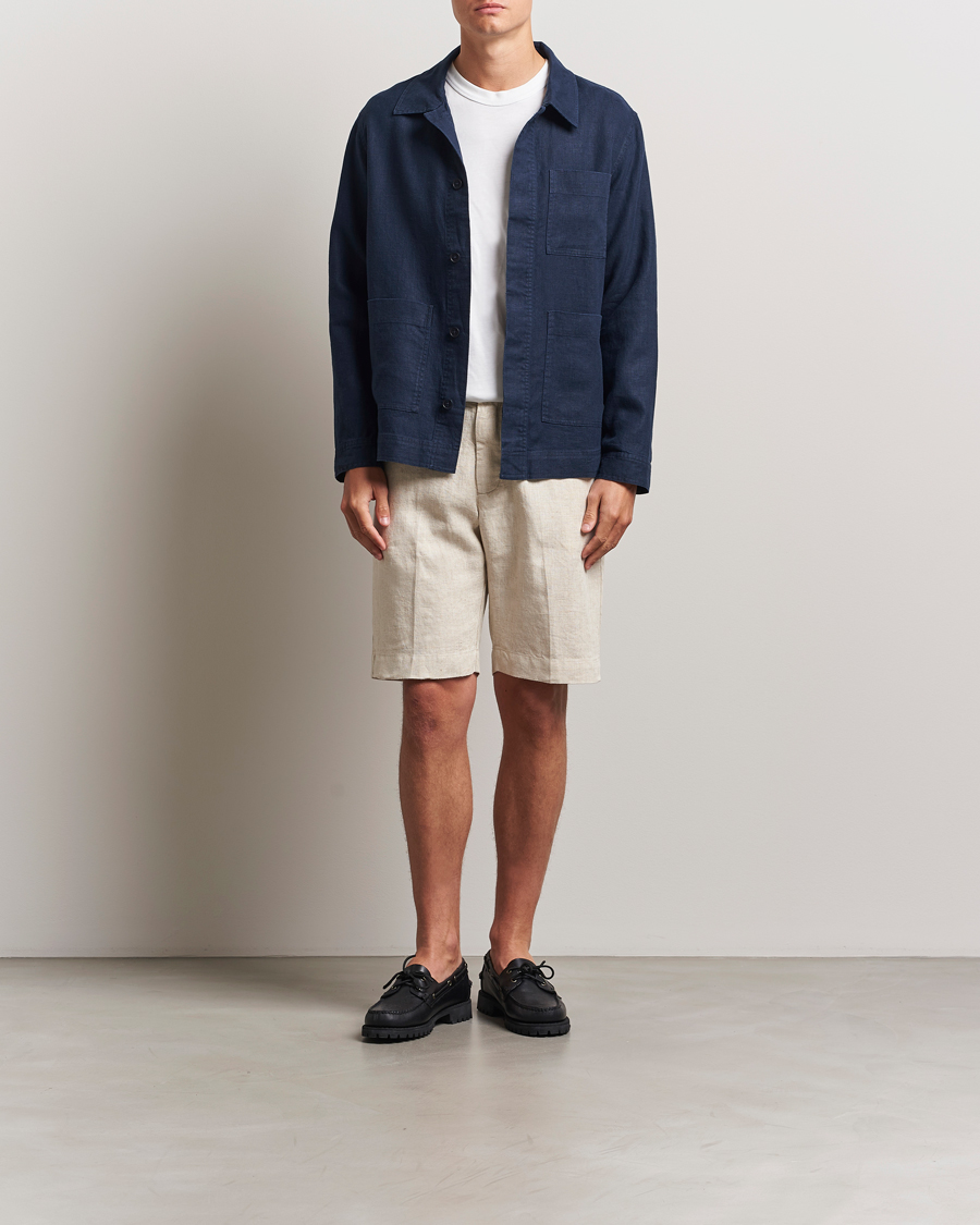 Heren | Korte broek | NN07 | Billie Pleated Linen Drawstring Shorts Oat