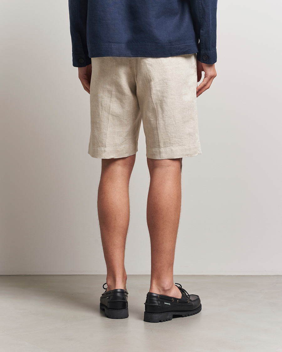 Heren | Korte broek | NN07 | Billie Pleated Linen Drawstring Shorts Oat