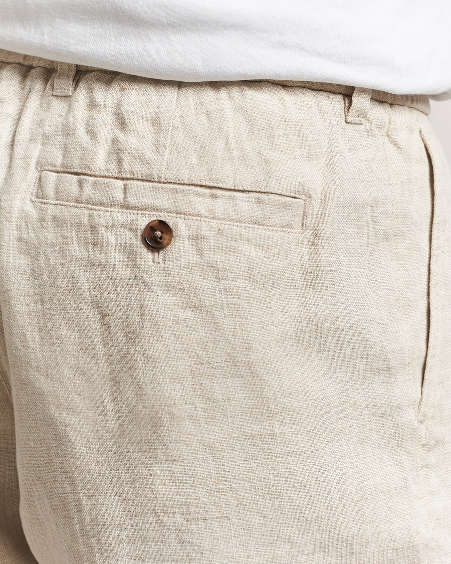 Heren | Korte broek | NN07 | Billie Pleated Linen Drawstring Shorts Oat