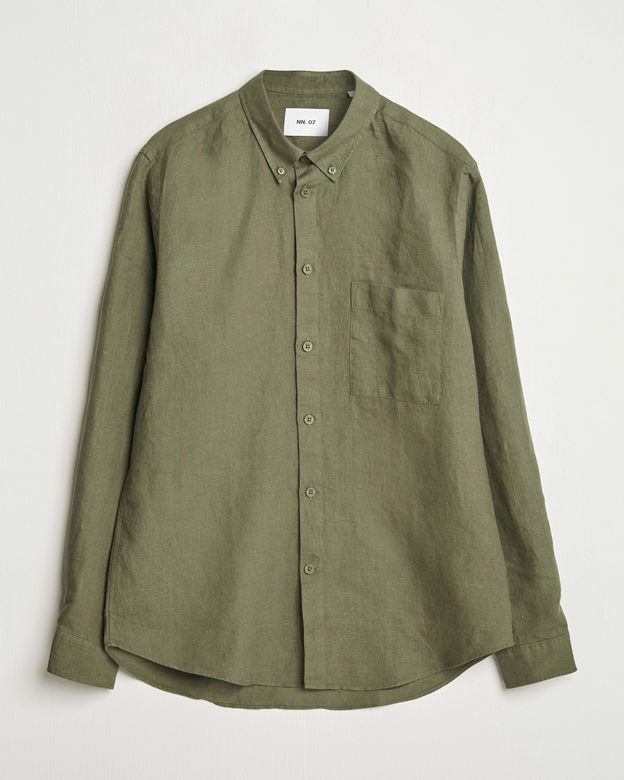 Heren | Overhemden | NN07 | Arne Linen Button Down Shirt Capers Green