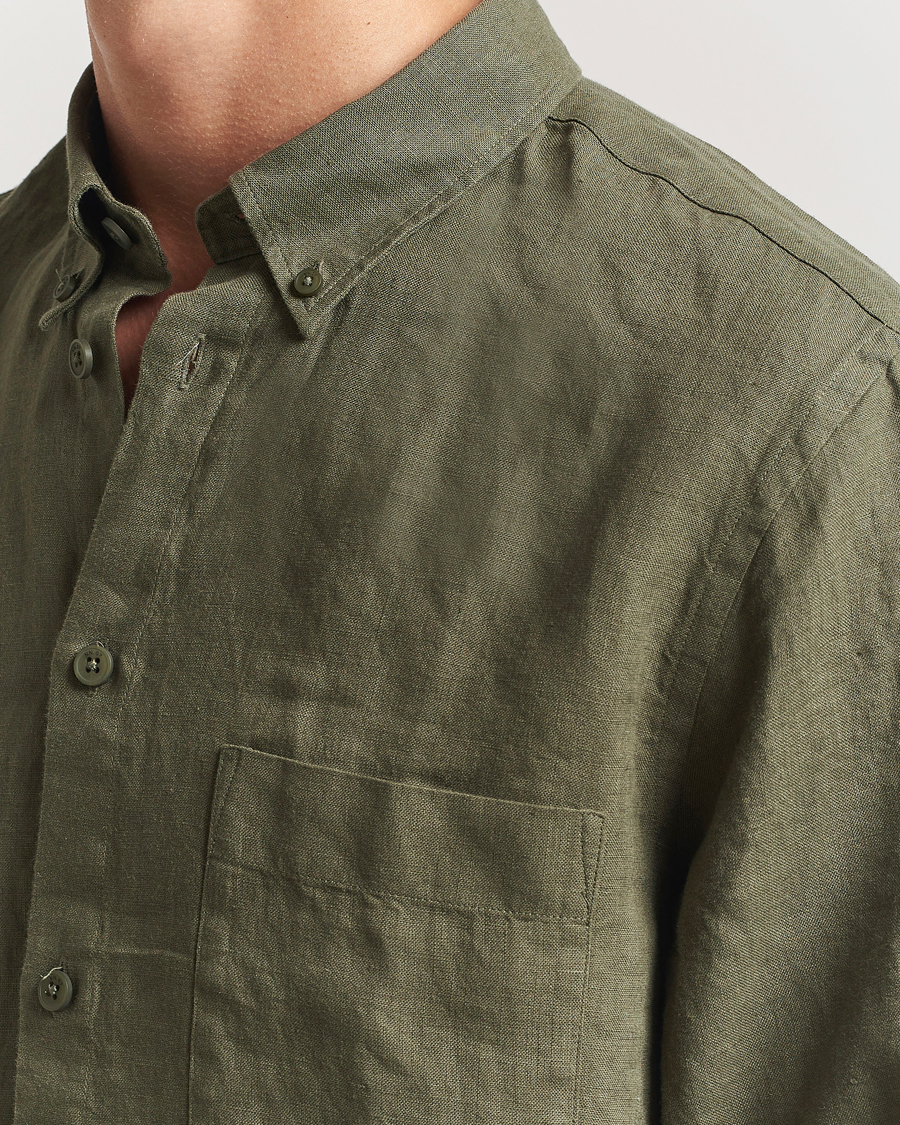 Heren | Overhemden | NN07 | Arne Linen Button Down Shirt Capers Green