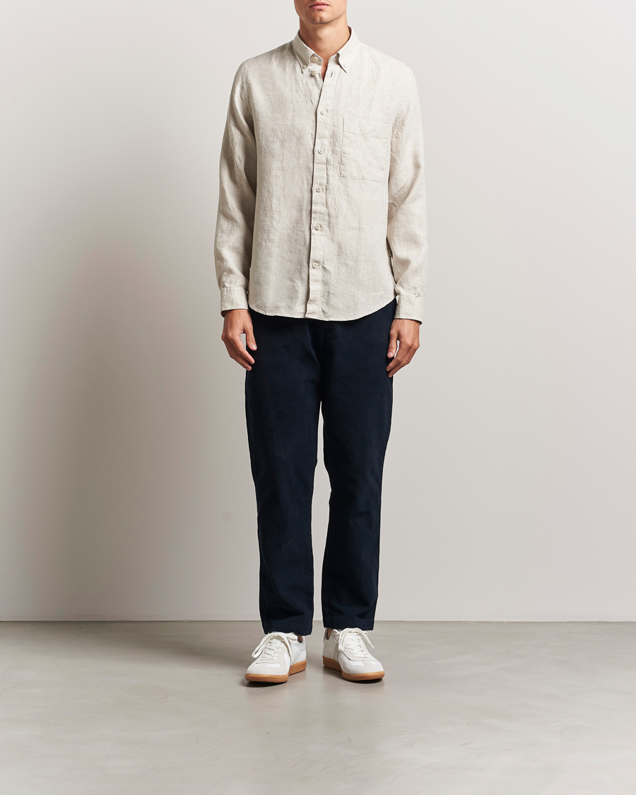 Heren | Overhemden | NN07 | Arne Linen Button Down Shirt Oat