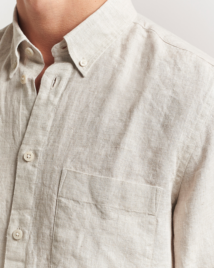 Heren | Overhemden | NN07 | Arne Linen Button Down Shirt Oat
