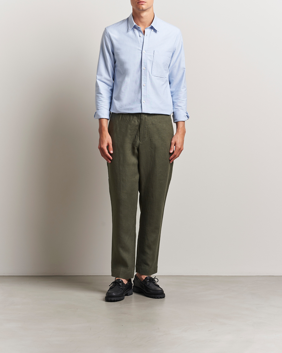 Heren | Broeken | NN07 | Billie Linen Drawstring Trousers Croc Green