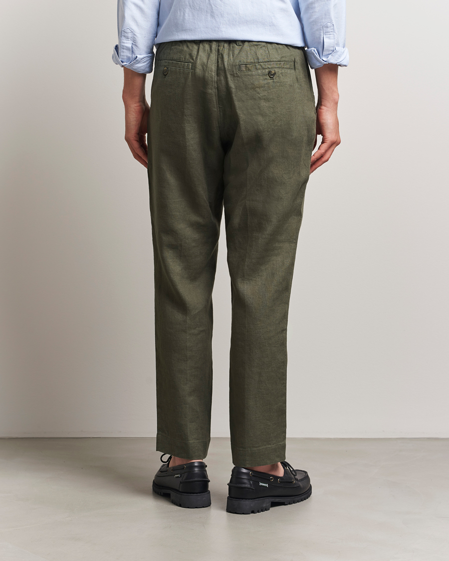 Heren | Broeken | NN07 | Billie Linen Drawstring Trousers Croc Green