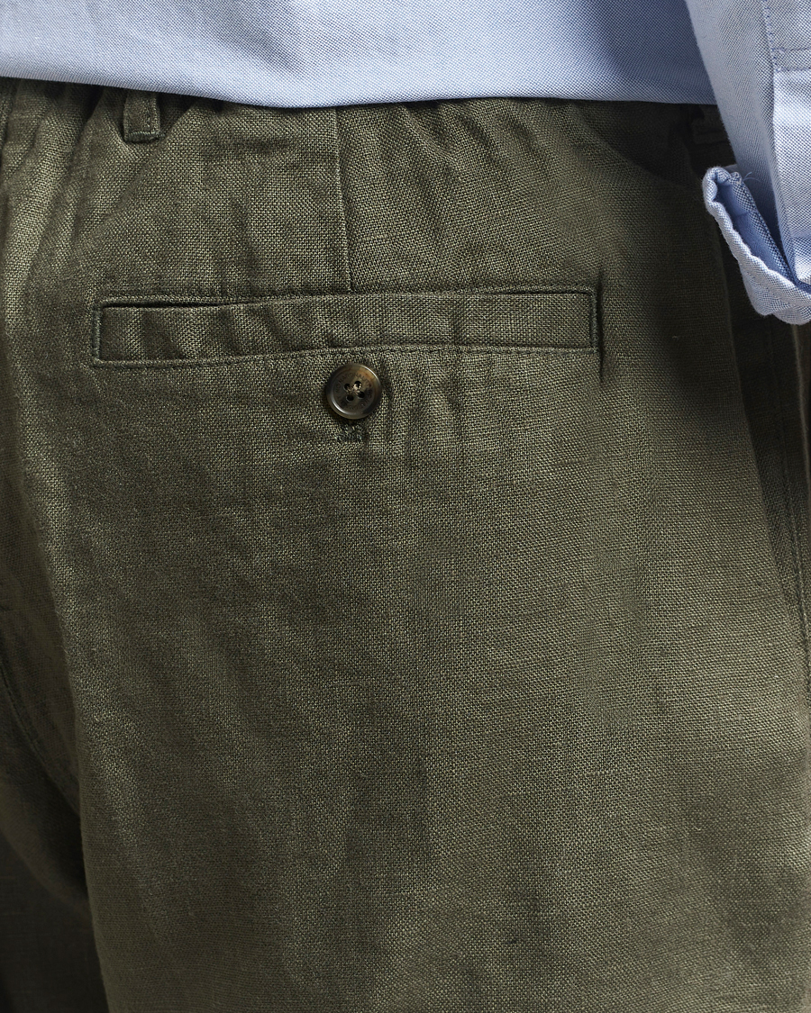 Heren | Broeken | NN07 | Billie Linen Drawstring Trousers Croc Green