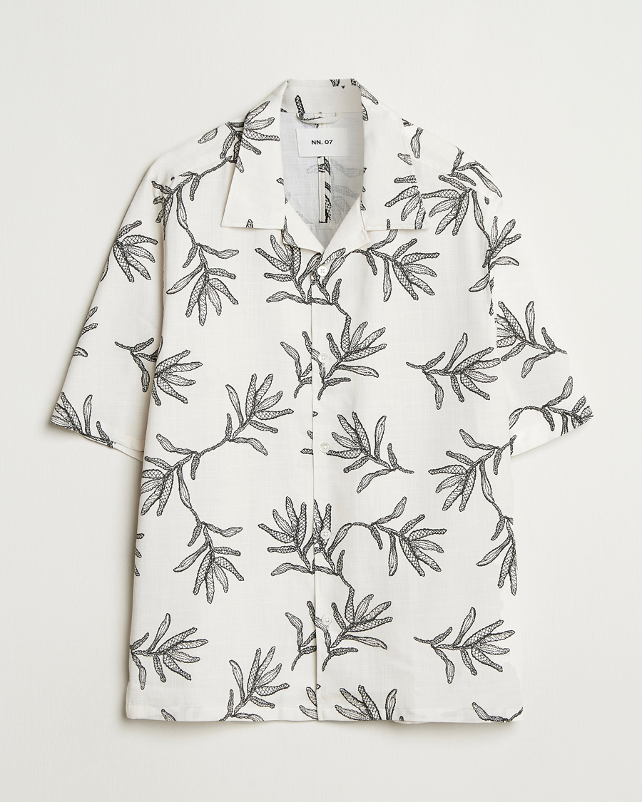 Heren | Overhemden | NN07 | Ole Printed Cotton/Lyocell Resort Shirt Off White