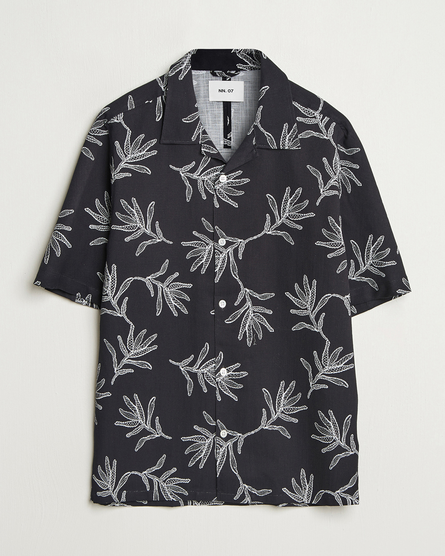 Heren | Overhemden | NN07 | Ole Printed Cotton/Lyocell Resort Shirt Black