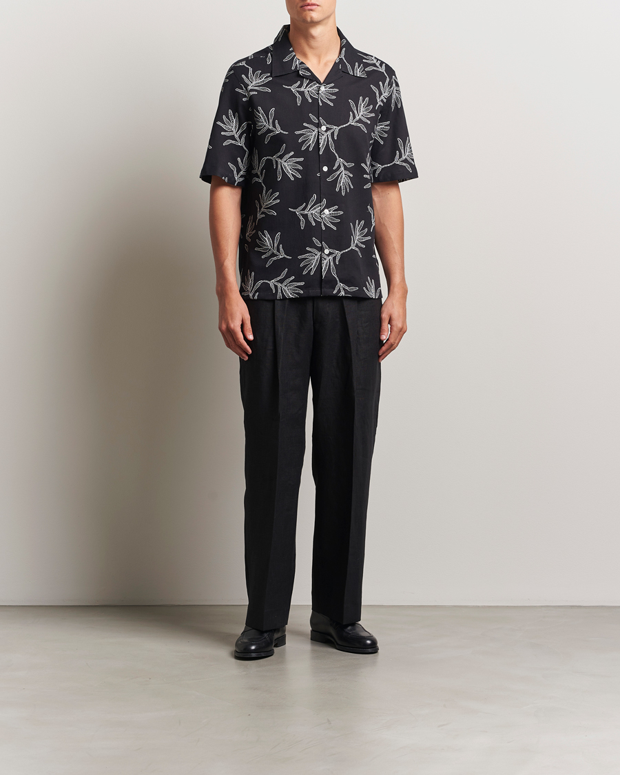 Heren | Overhemden | NN07 | Ole Printed Cotton/Lyocell Resort Shirt Black