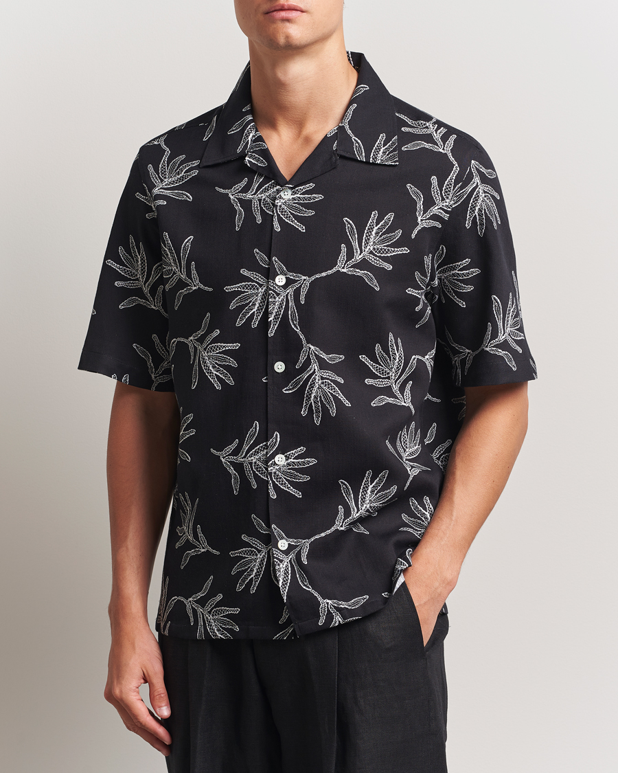 Heren | Overhemden | NN07 | Ole Printed Cotton/Lyocell Resort Shirt Black